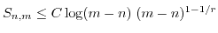 $ S_{n,m} \leq C \log(m-n) \; (m-n)^{1-1/r}$