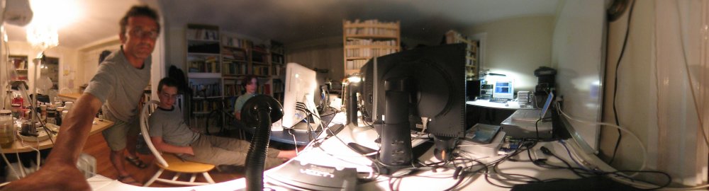 Oliver with family and 8 computers at home