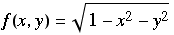 f(x, y) = (1 - x^2 - y^2)^(1/2)