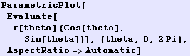 ParametricPlot[Evaluate[r[theta] {Cos[theta], Sin[theta]}], {theta, 0, 2Pi}, AspectRatio->Automatic]