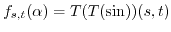 $ f_{s,t}(\alpha) = T(T(\sin))(s,t)$