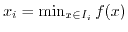 $ x_i=\min_{x \in I_i} f(x)$