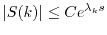$ \vert S(k)\vert \leq C e^{\lambda_k s}$