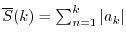 $ \overline{S}(k) = \sum_{n=1}^k \vert a_k\vert$