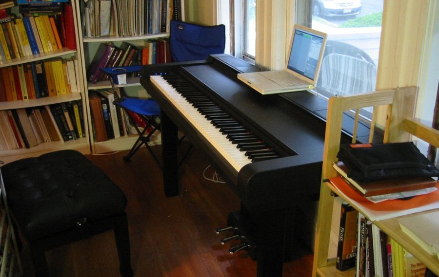 Ruth Knill sitting near piano
